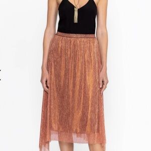 Johnny Was “Jade” Metallic handkerchief midi skirt